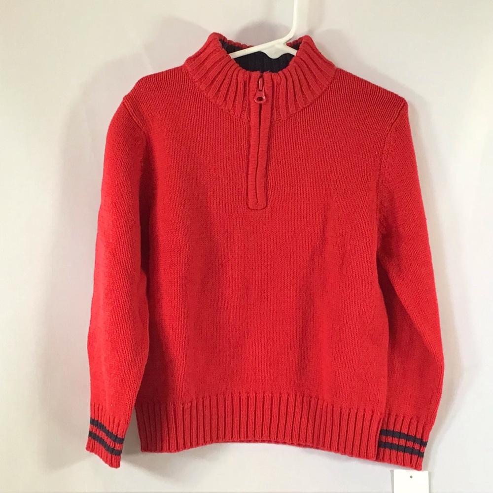 NWT OshKosh B'gosh Red Kids Sweater 4 Boys Zip Up Cotton Wool